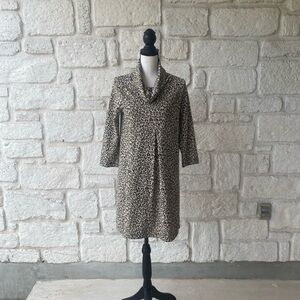 Tyler Böe Kim Cowl Neck 3/4 Sleeves Leopard Print Dress Size Small